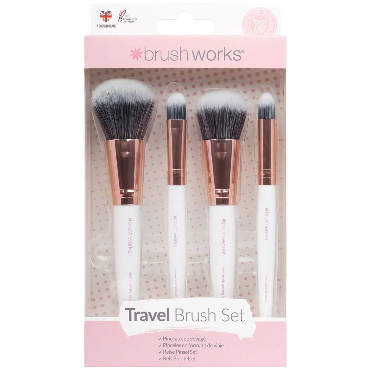 BRUSH WORKS Travel Brush Set - White/Gold