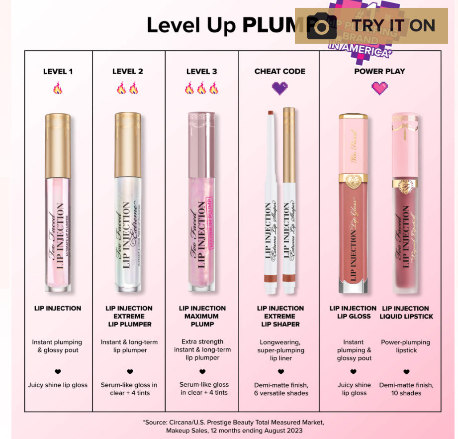 TOO FACED Travel Size Lip Injection Maximum Plump Extra Strength Lip Plumper Gloss