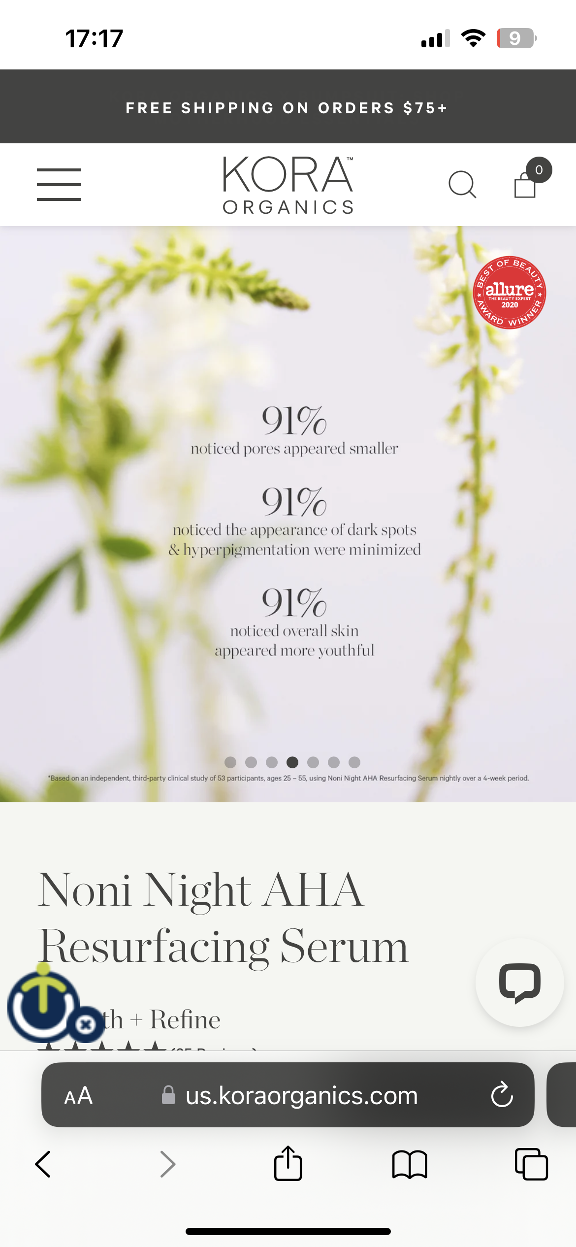 KORA ORGANICS Noni Night AHA Resurfacing Serum 30 ml